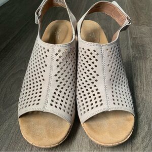 Rockport Briah Perf Slingback Peep Toe Booties, taupe leather